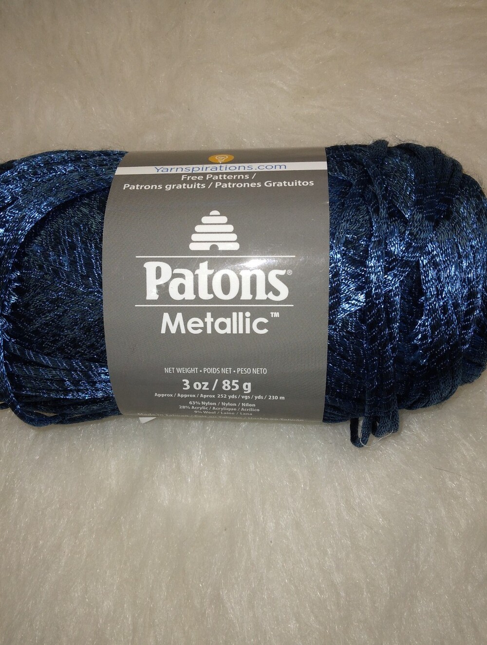 YARN Patons Metallic In STEEL BLUE, 3oz